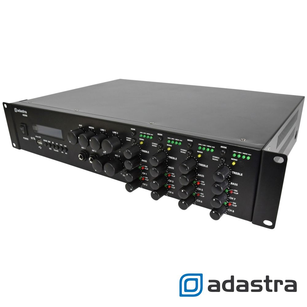 Amplificador Stereo 8x300W USB/MicroSD/FM/BT ADASTRA