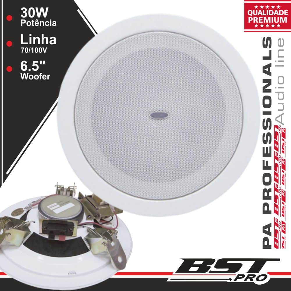 COLUNA DE TECTO PA 100V 6.5" 30Wmáx BRANCA