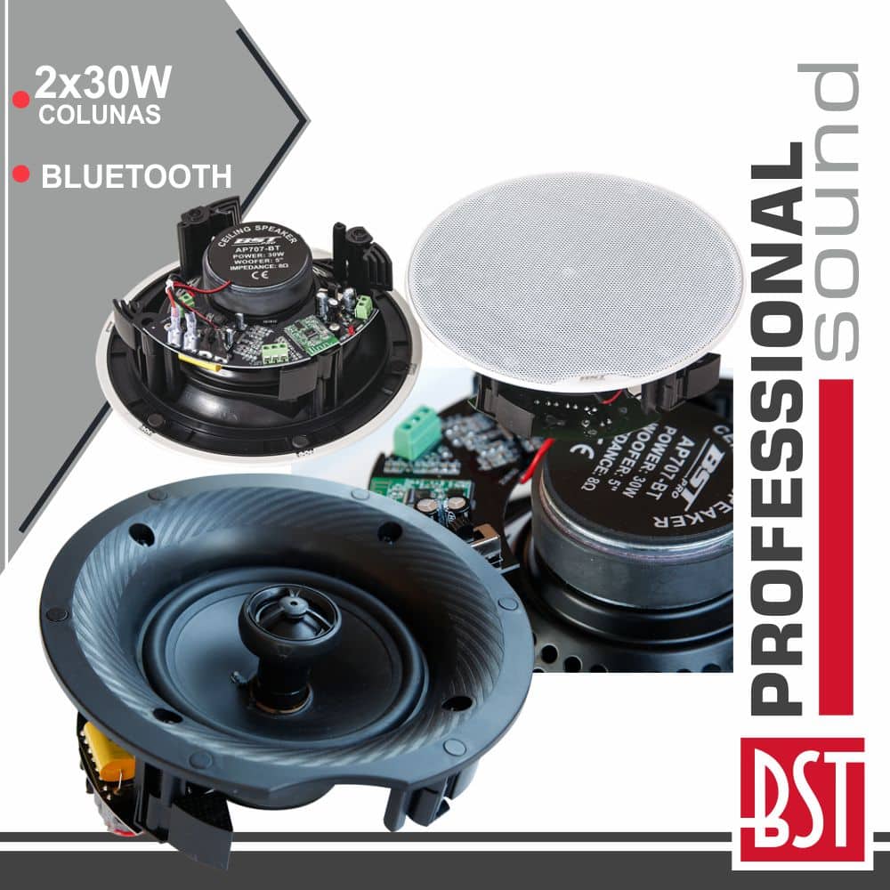 CONJUNTO 2 COLUNAS DE TECTO C/ BLUETOOTH 5.25" 30Wmáx BSTPRO