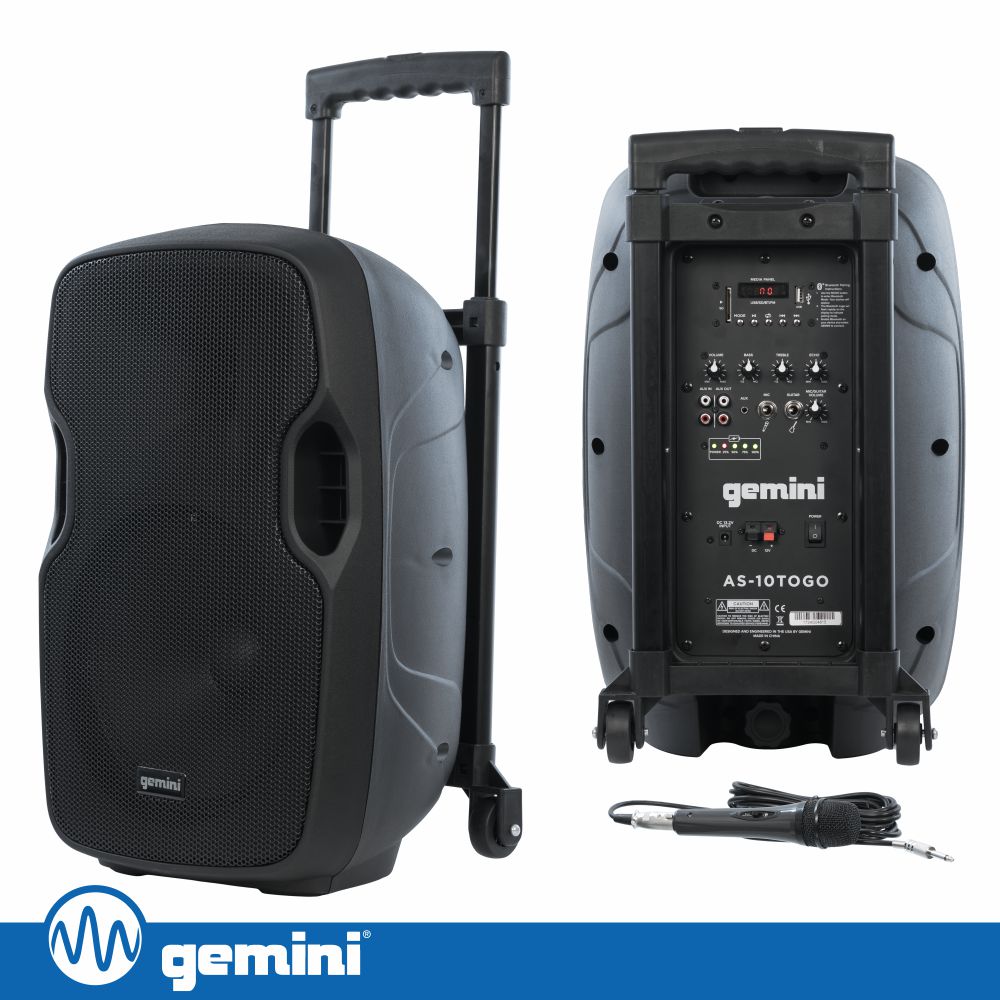 Coluna Amplificada 10" 1000W BT/FM/USB/SD/MIC/BAT GEMINI