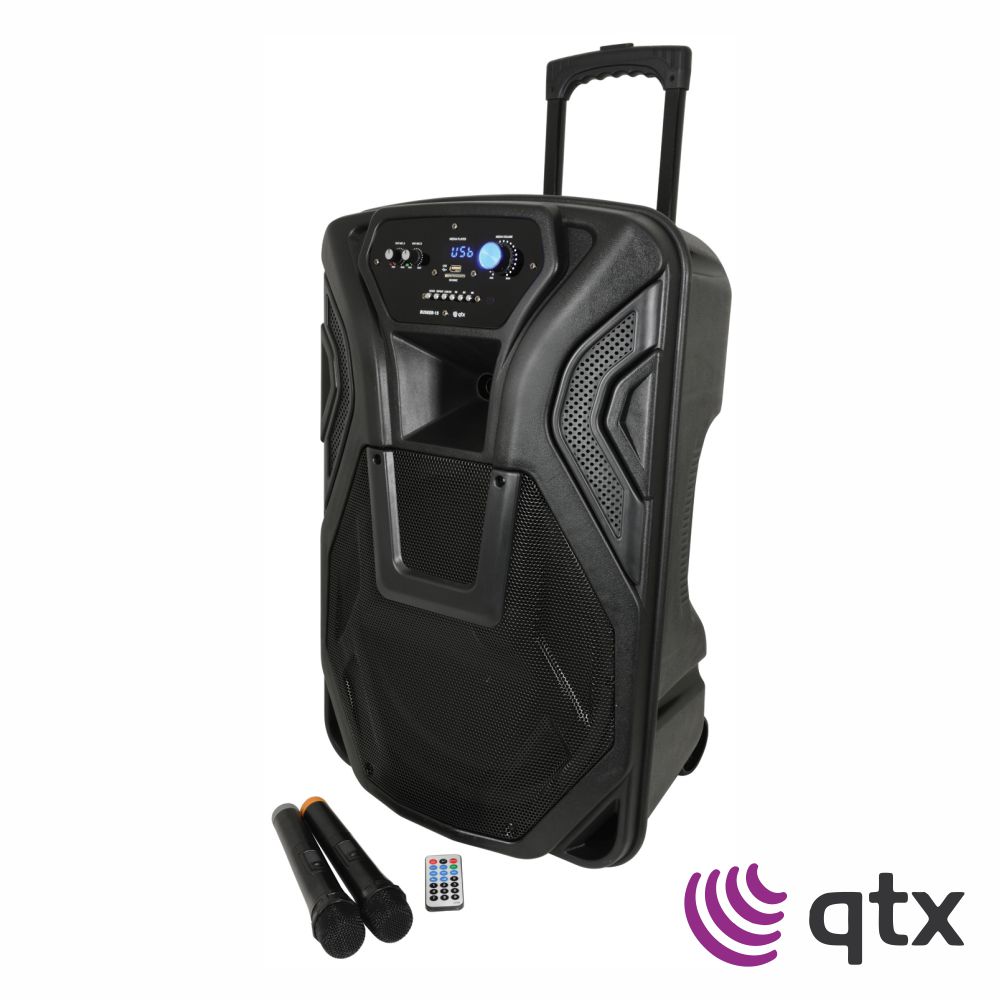Coluna Amplificada 15" 100W USB/BT/VHF/MIC/Bat QTX