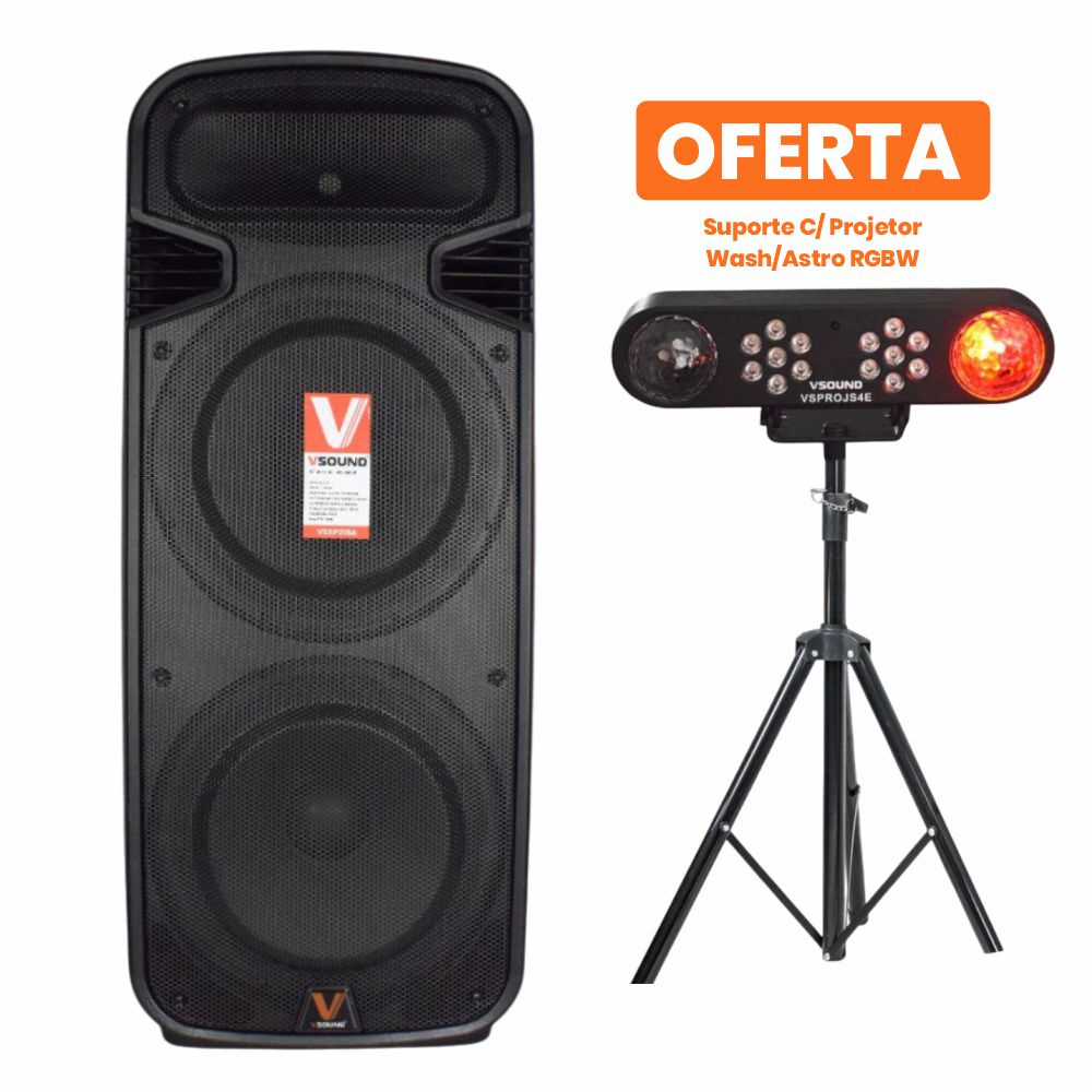 Coluna Amplificada 2x15" C/ Bateria C/ OFERTA de Projetor
