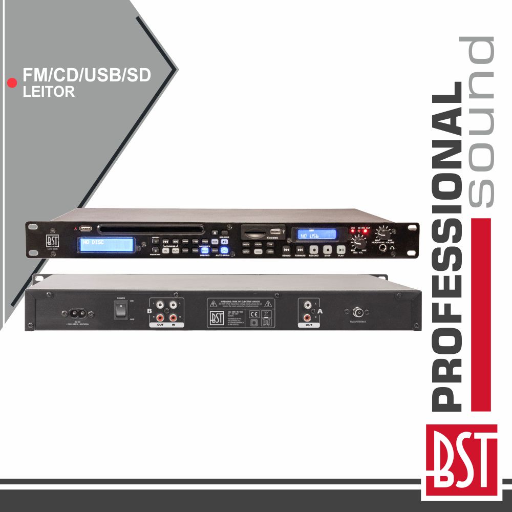 LEITOR DUAL CD-R PLAYER C/ FM/SD/USB BST