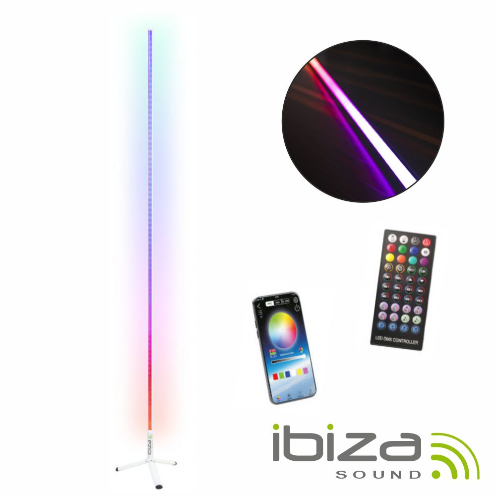 Tubo LED RGB 1.8m Bluetooth C/ Suporte Branco IBIZA