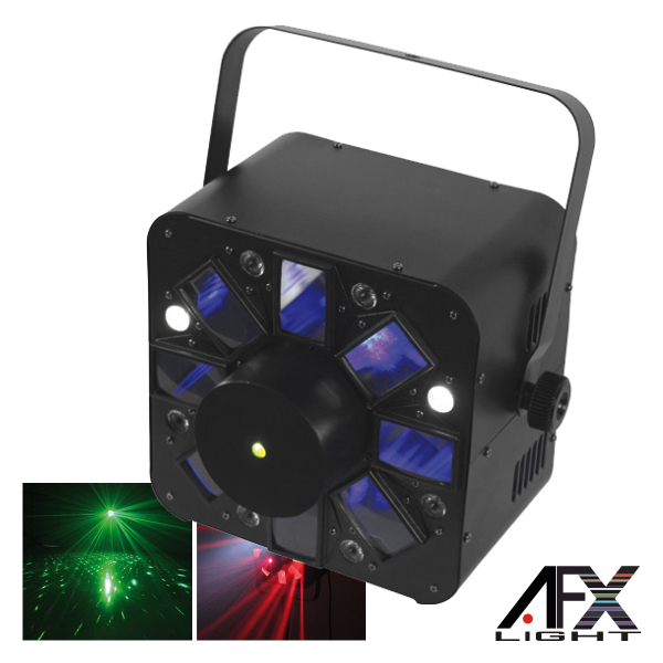 PROJETOR LUZ C/ 5 LEDS 3W RGBAW + 8 LEDS LASER DMX AFXLIGHT