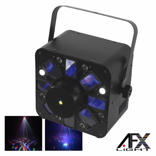 PROJETOR LUZ C/ 5 LEDS 3W RGBAW + 8 LEDS LASER DMX AFXLIGHT