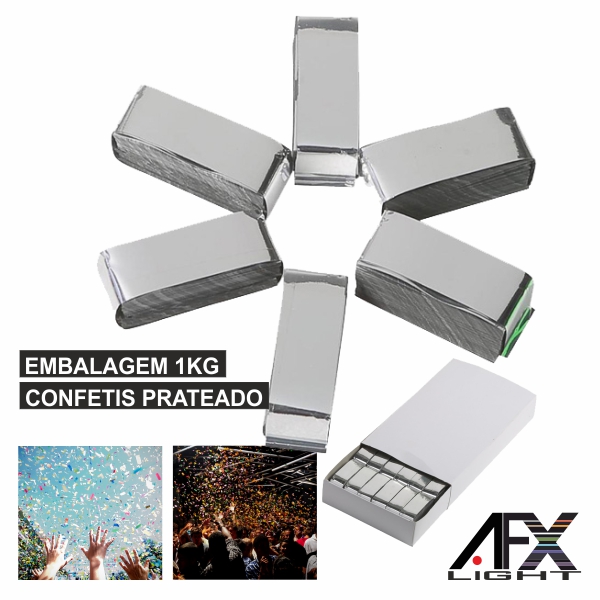 EMBALAGEM CONFETIS PRATEADO 1KG AFXLIGHT