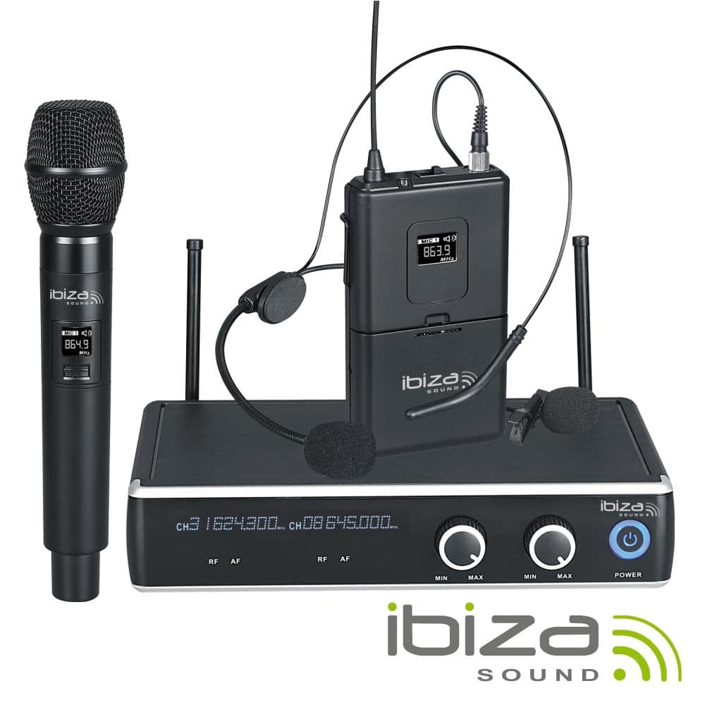 Central Microfone S/ Fios 2 Canais UHF 863.9/864.9mhz IBIZA