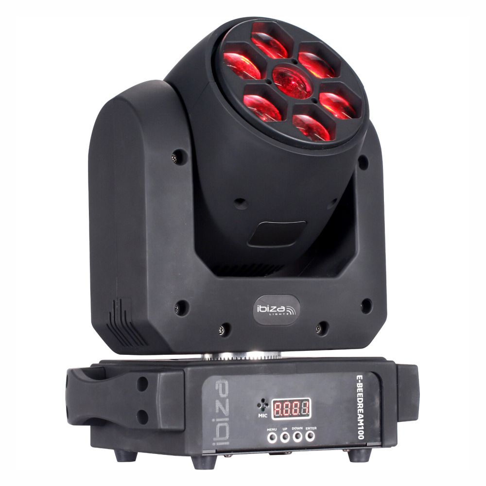 Moving Head 100W Spot + 6x10W RGBW DMX Mic IBIZA