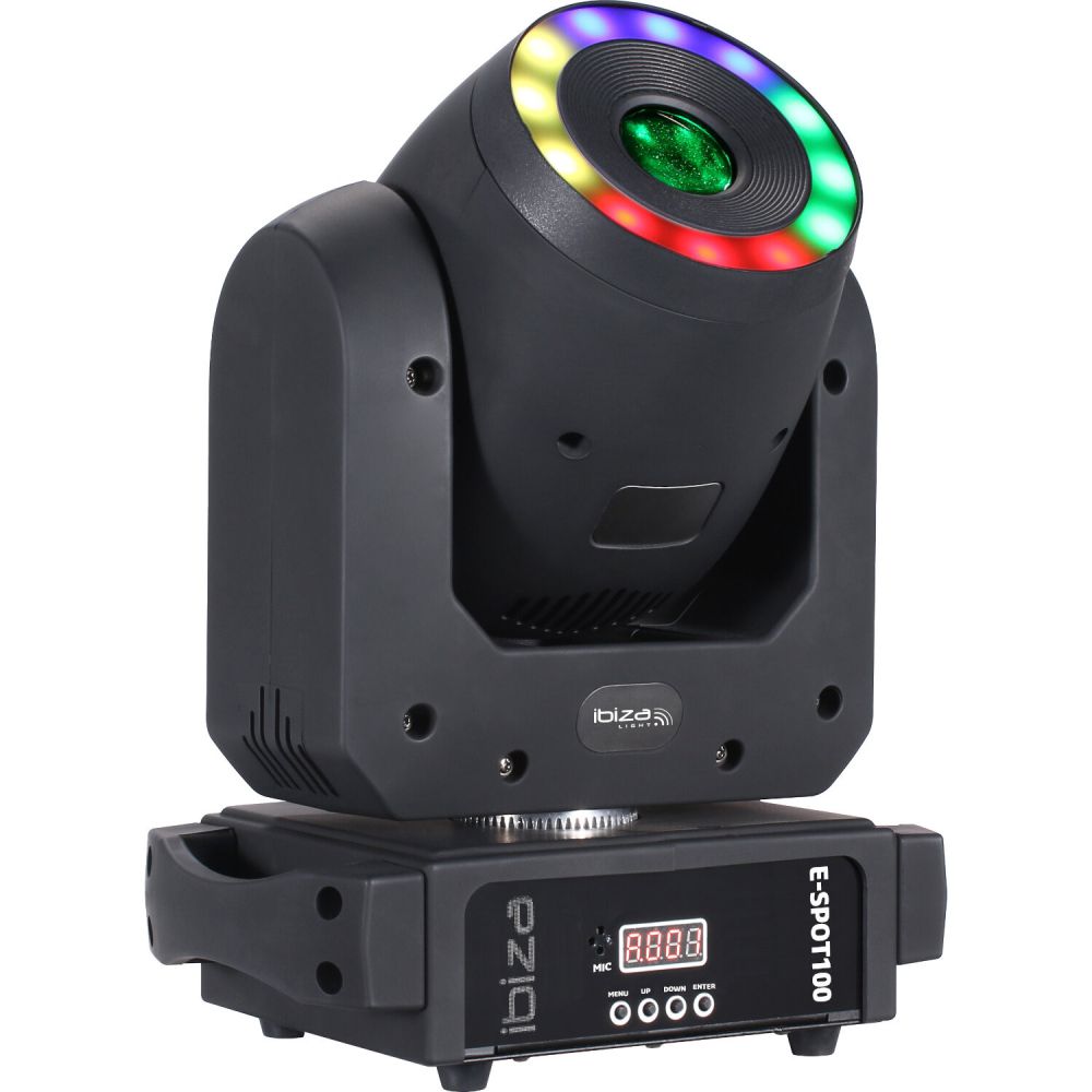 Moving Head 100W C/ Anel Wash 12 LEDS RGB DMX Mic IBIZA