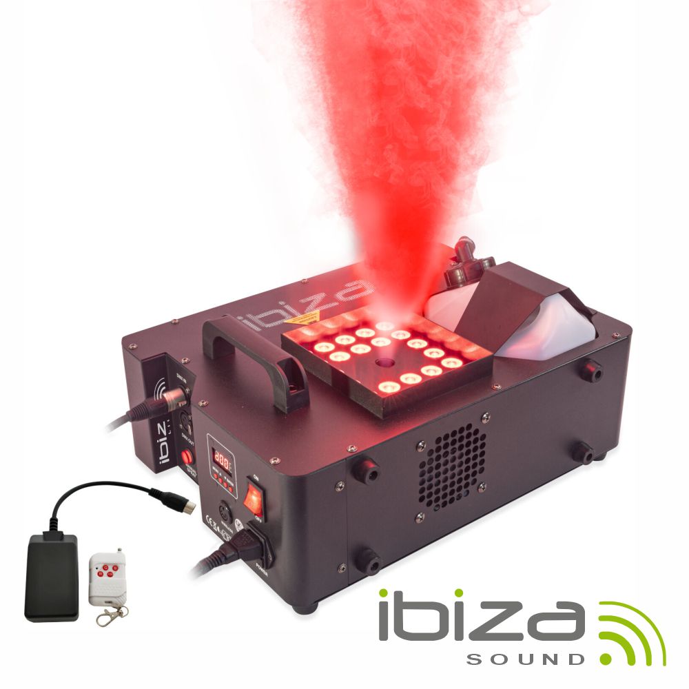 Máquina de Fumos 1500W 24 LEDS 3W RGB C/ Comando IBIZA