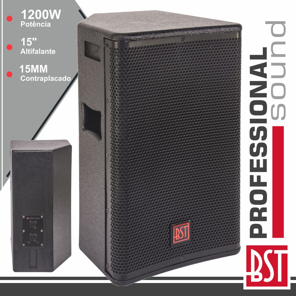 COLUNA PASSIVA PRO 15" 1200W 15MM MDF BST