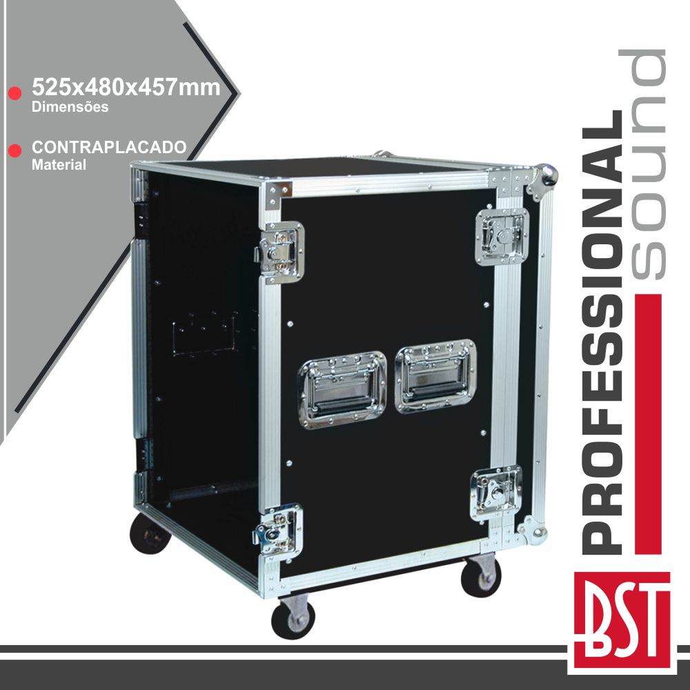 MALA P/ EQUIPAMENTOS DJ 10U C/ RODAS BST
