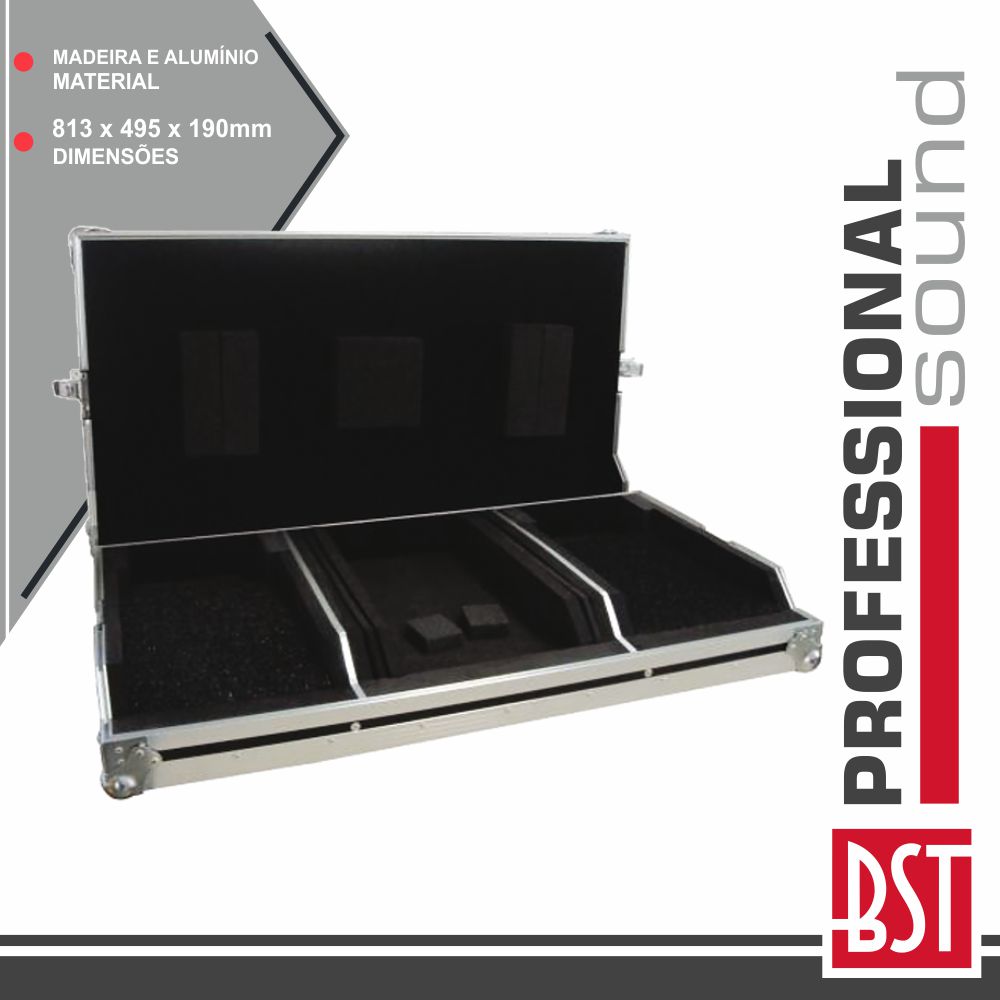 MALA TRANSPORTE DJ P/ 2 LEITORES 10" E CONTROLADOR 13" BST