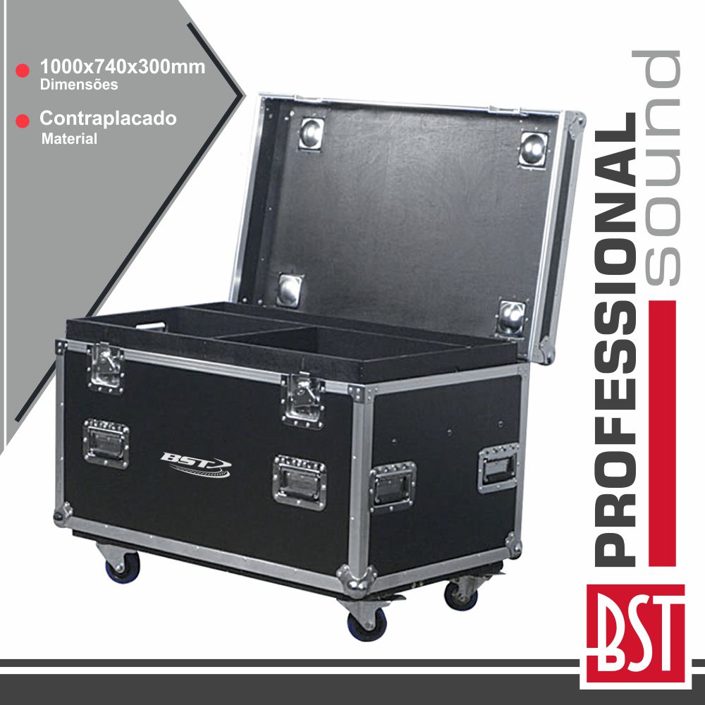 MALA TRANSPORTE DJ P/ 6 PROJETORES CONTRAPLACADO RODAS BST