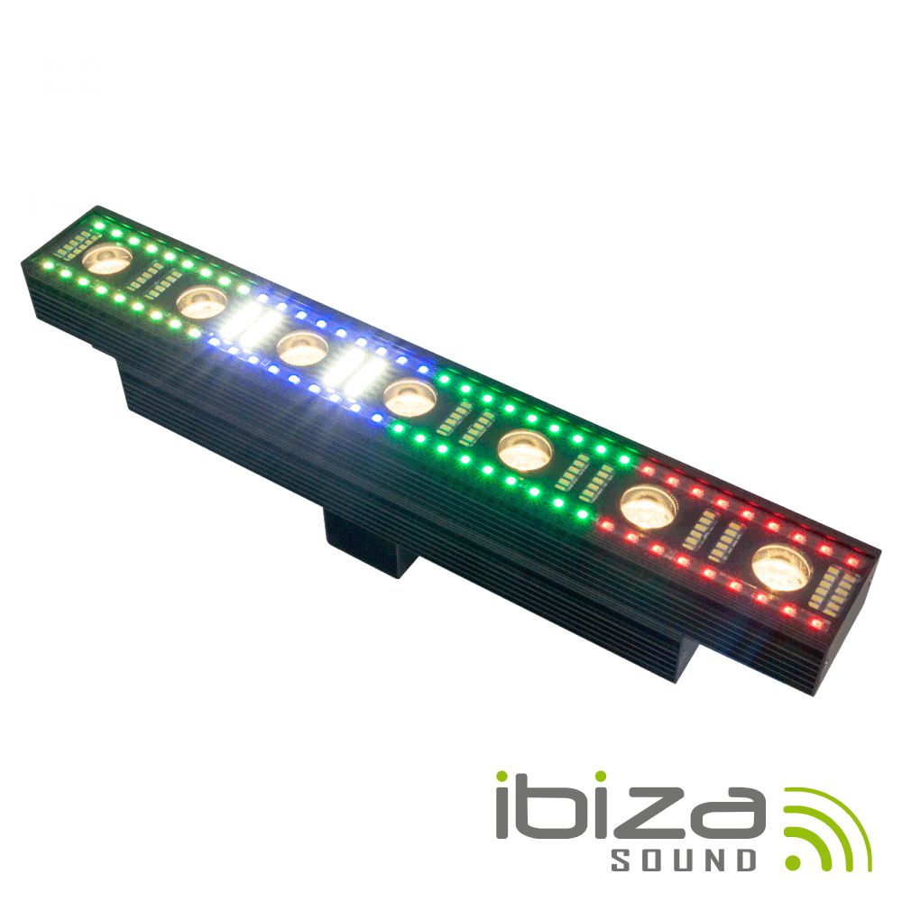 BARRA DE LEDS 3EM1 C/ 7+72+96 LEDS STROBE DMX POWERCON IBIZA