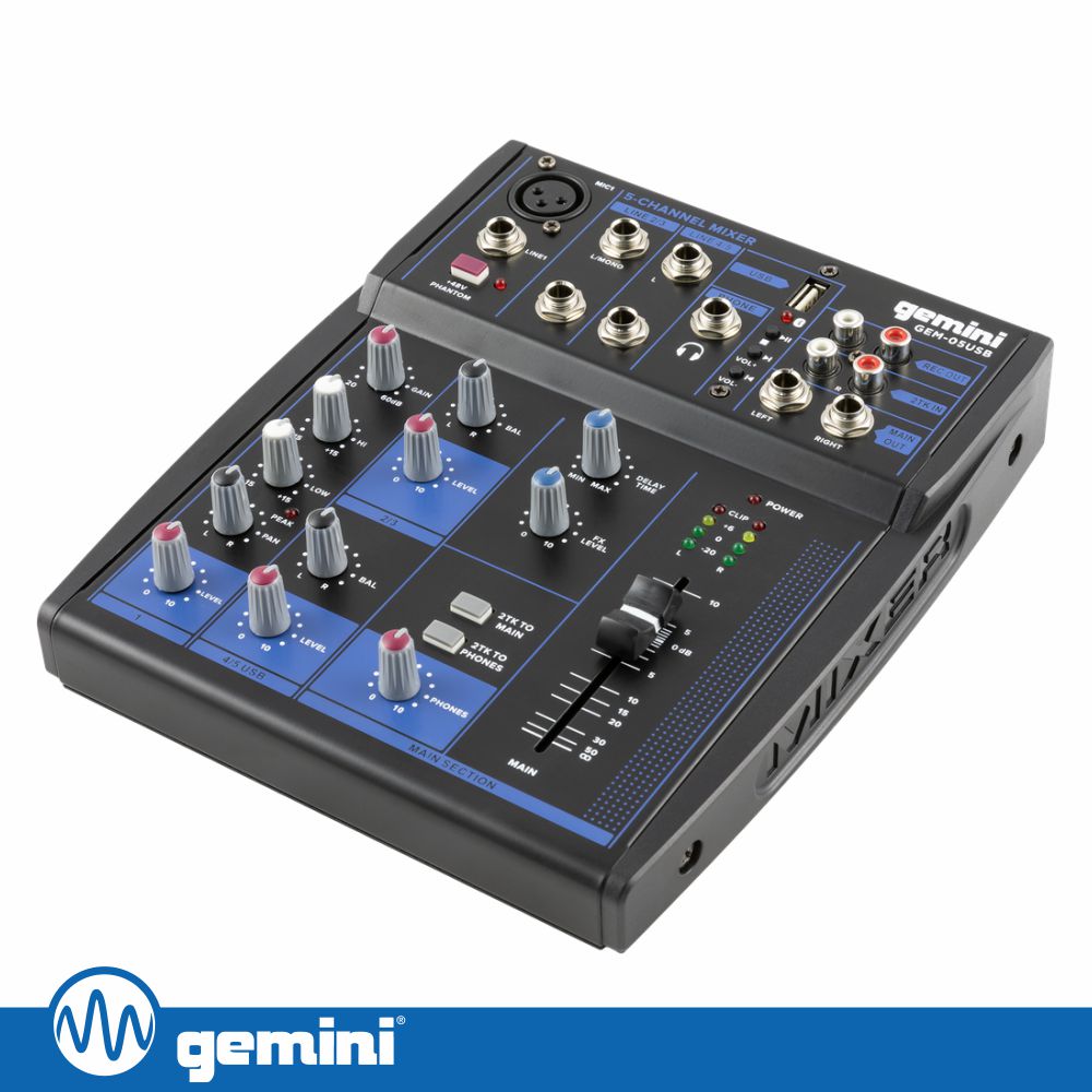 Mesa De Mistura 5 Canais USB/BT/Phantom GEMINI