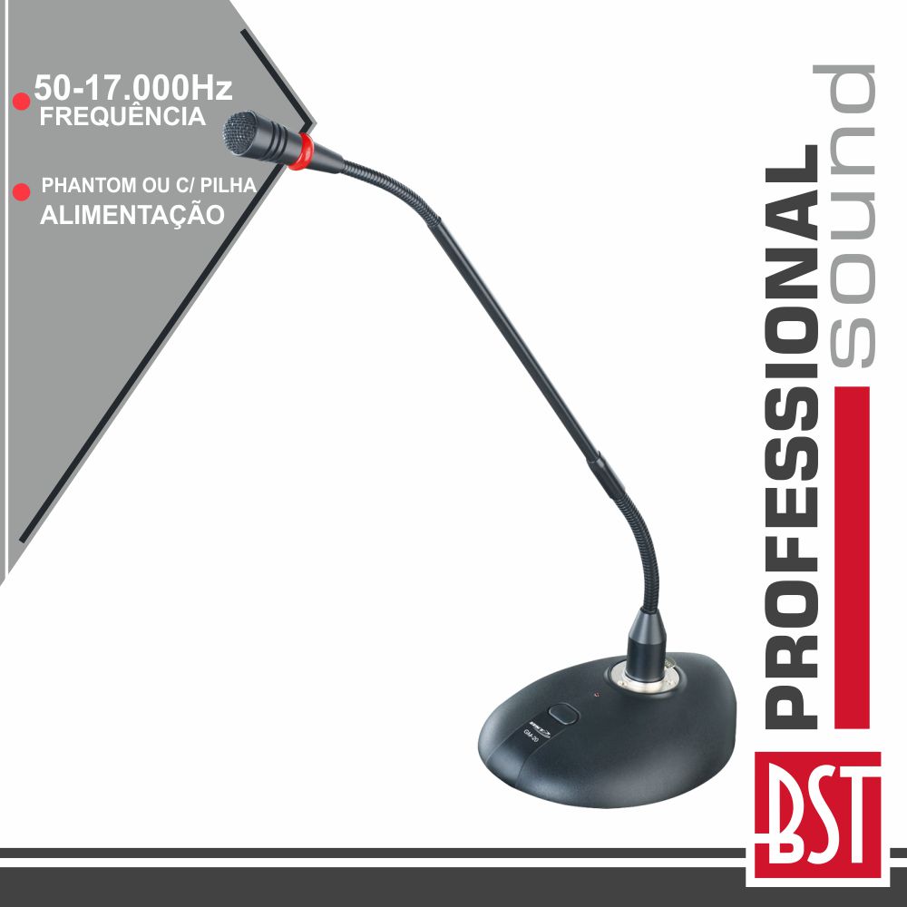 MICROFONE CONDENSADOR PESCOÇO CISNE 15" BOTÃO BST