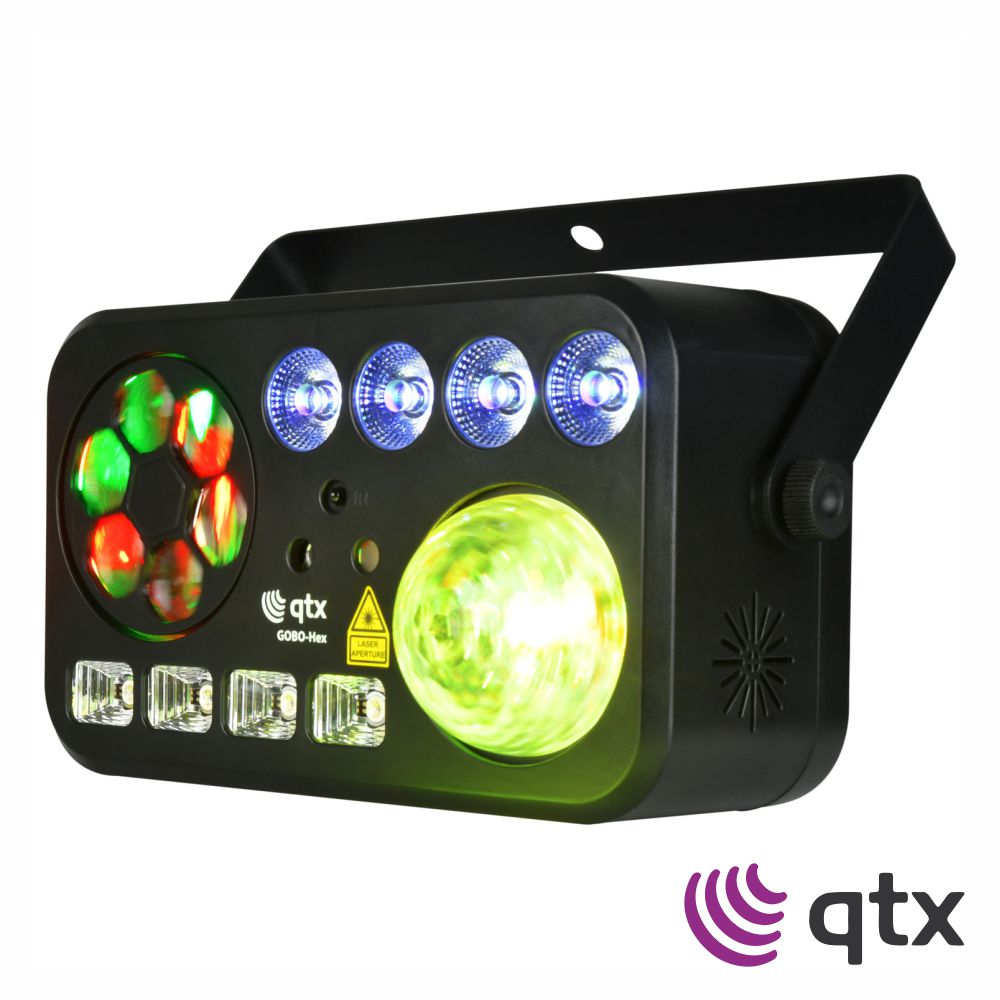 Projector Efeito GOBO Hex 6em1 LED/Laser QTX