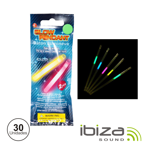 CONJUNTO 30 BARRAS LUMINESCENTES MULTICOR 210MM IBIZA