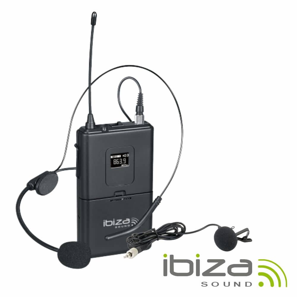 Microfones Headset + Lapela UHF S/ Fios 863.9MHz IBIZA