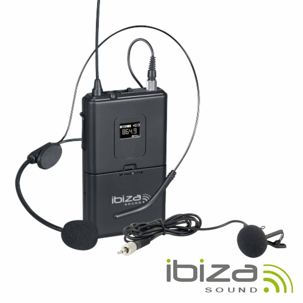 Microfones Headset + Lapela UHF S/ Fios 864.9MHz IBIZA