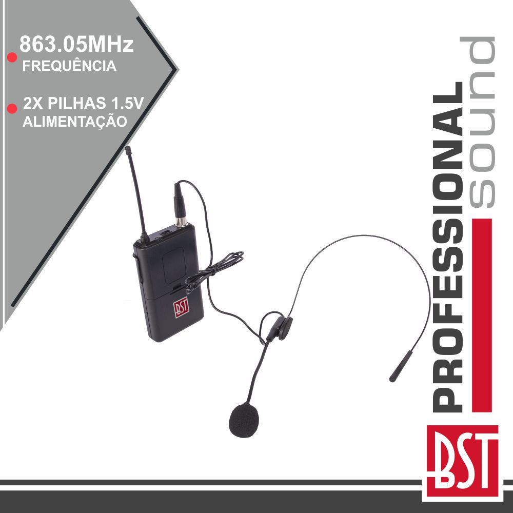 MICROFONE HEADSET UHF S/ FIOS 863.05MHZ BST