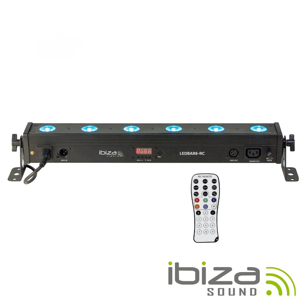BARRA DE LEDS C/ STROBE 6 LEDS RGBW 8W DMX COMANDO IBIZA
