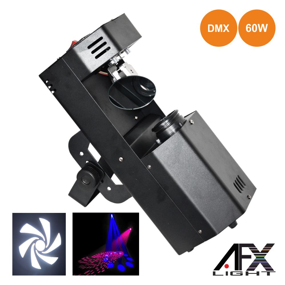 PROJETOR LUZ C/ 1 LED BRANCO 60W 2 DISCOS GOBO DMX AFXLIGHT