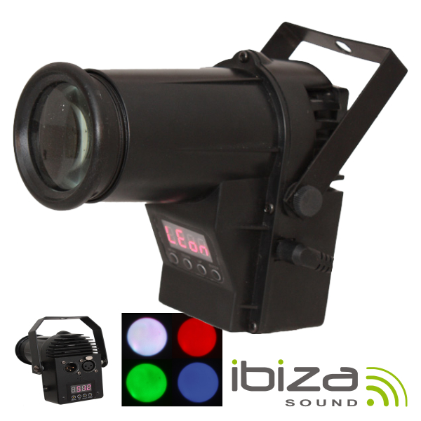 PROJETOR LUZ C/ LED RGBW 10W SPOT DMX MIC IBIZA