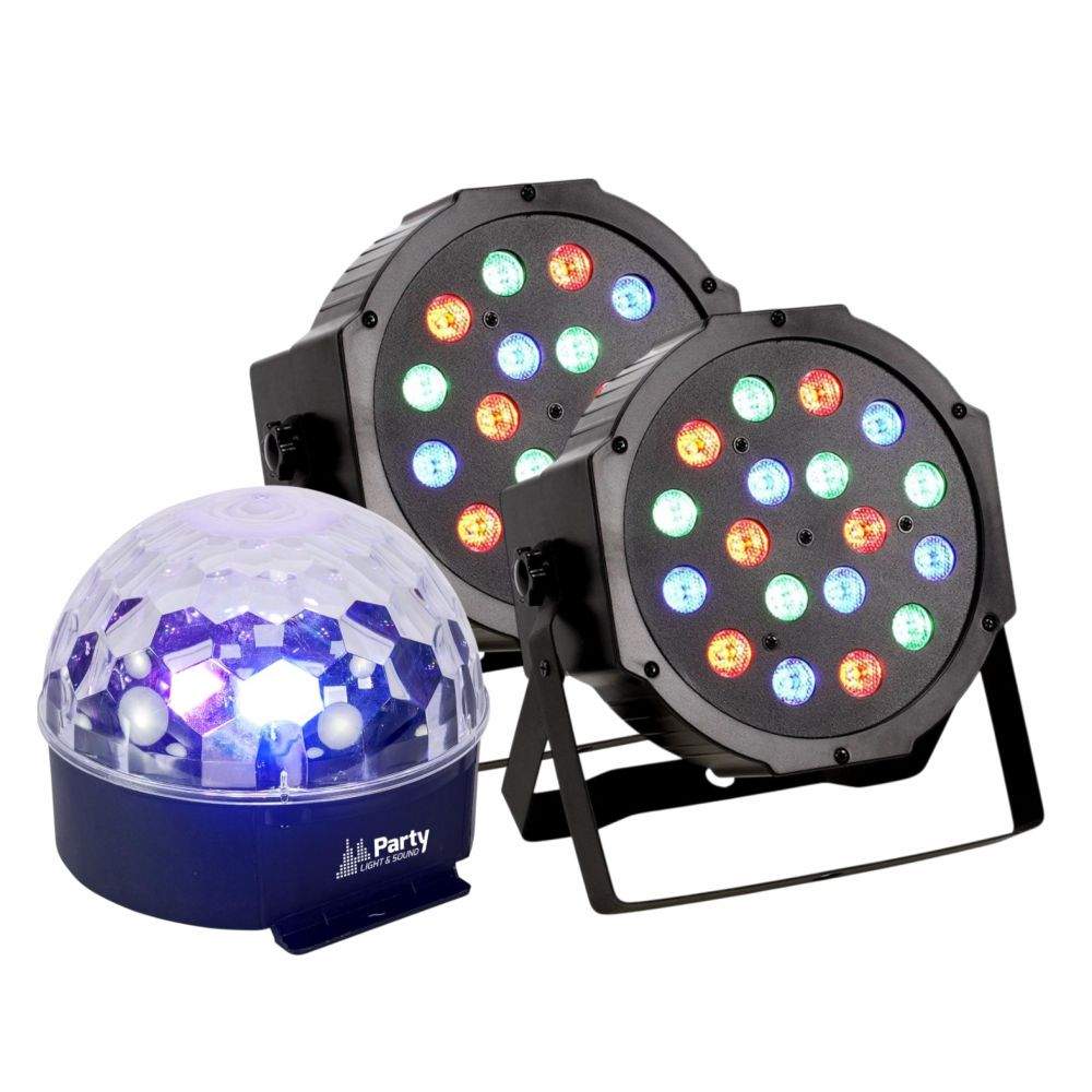 2 Projetores Par C/ 18 LEDS 1W RGB + Projetor Luz C/ 6 LEDS