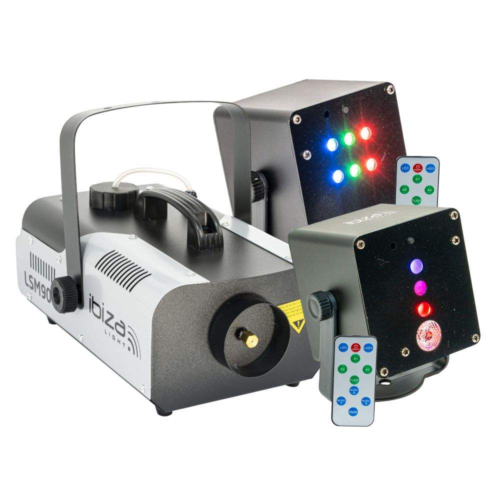 Máquina De Fumos 900W + Projetor Luz 6LEDS + Laser RGB 160mW