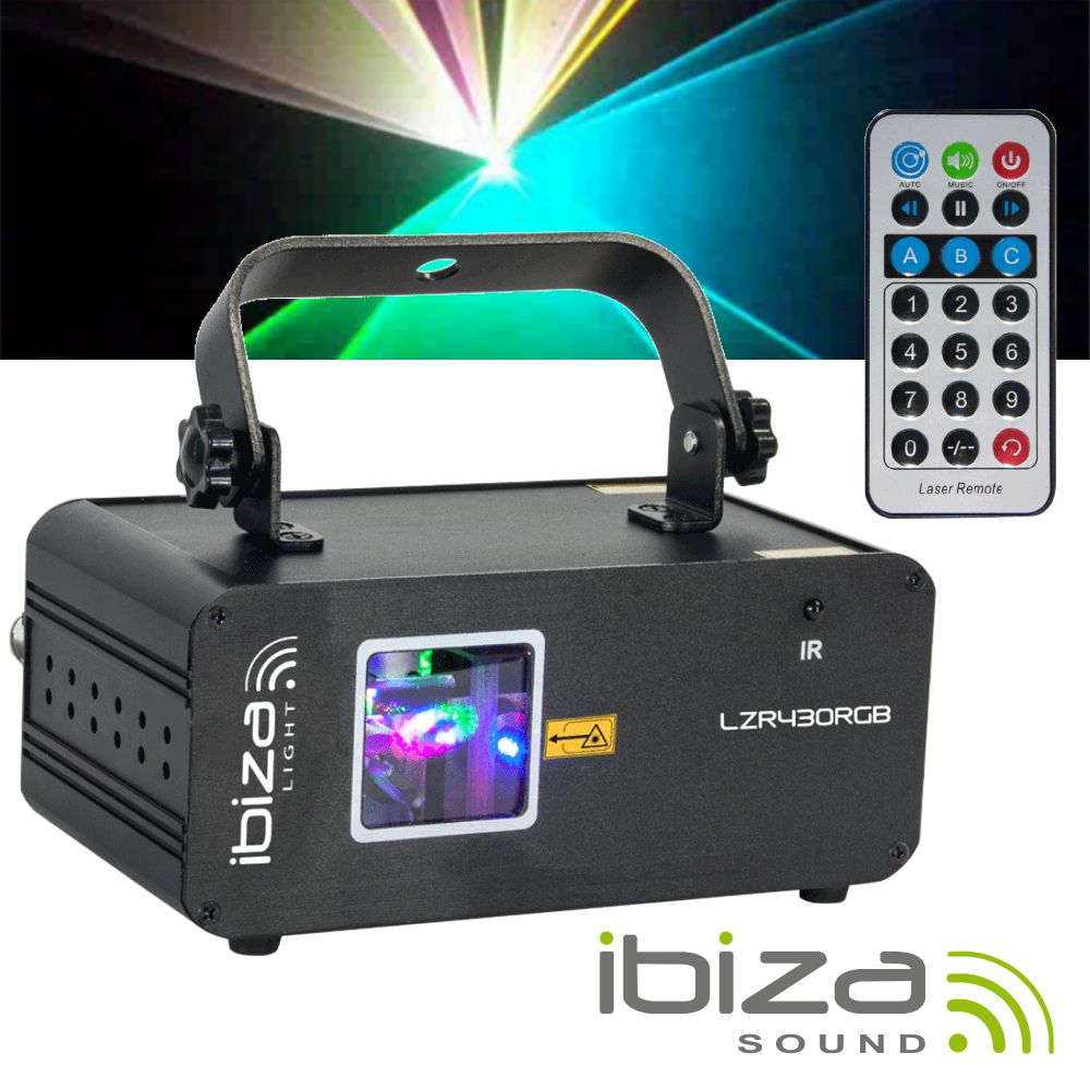 Laser Gráfico Vermelho/Azul/Verde DMX 430mW IBIZA