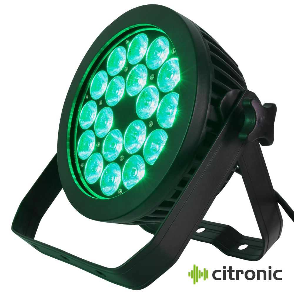 Projetor Par C/ 18 LEDS 216W RGBWA-UV DMX512 Preto CITRONIC