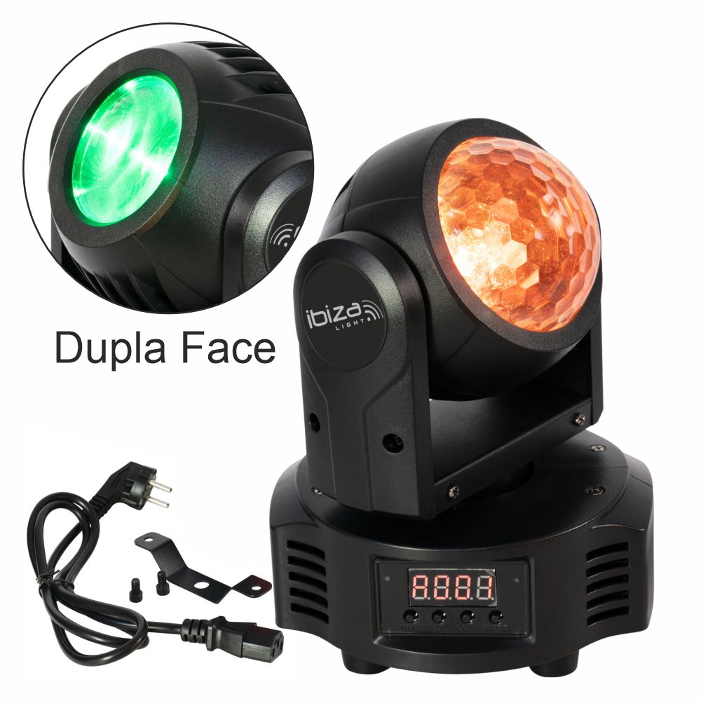 Moving Head Dupla Face Astro/Beam 2x10W RGBW DMX IBIZA