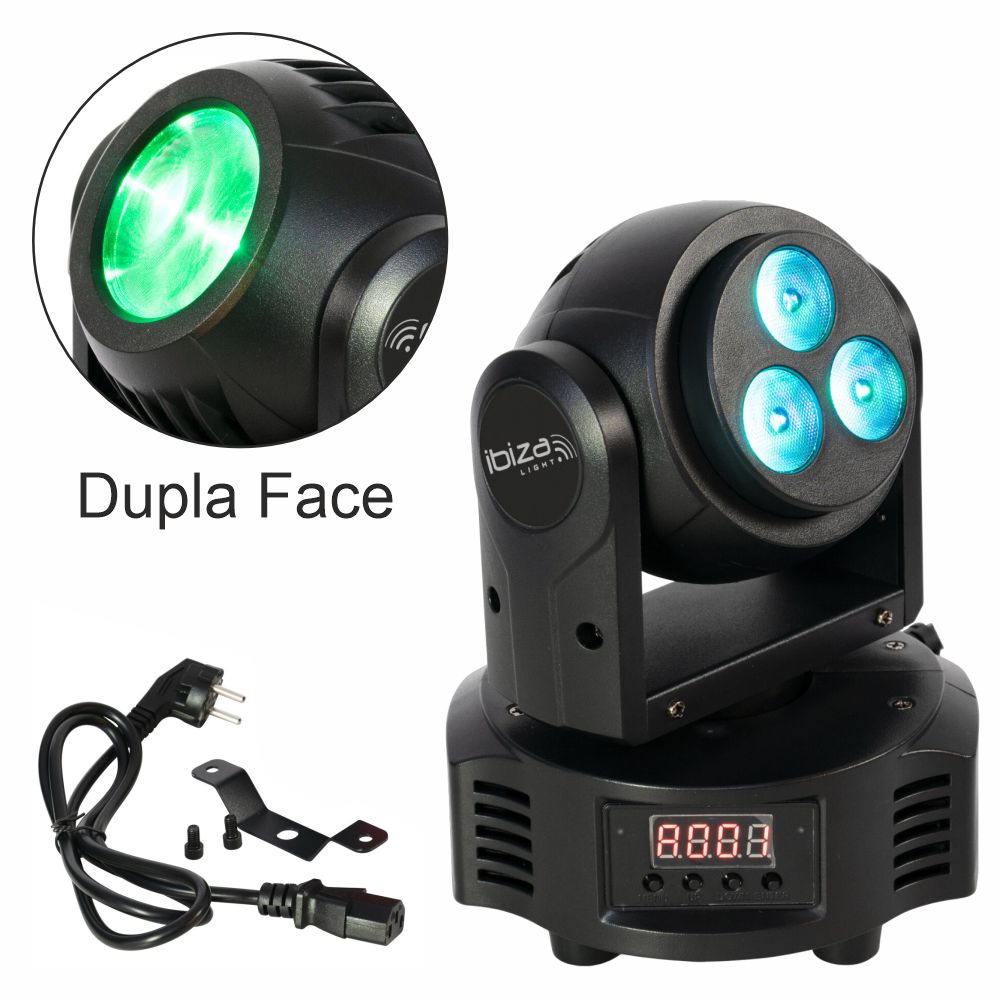 Moving Head 2 em 1 Beam/Wash 1x10W/3x6W RGBW DMX IBIZA