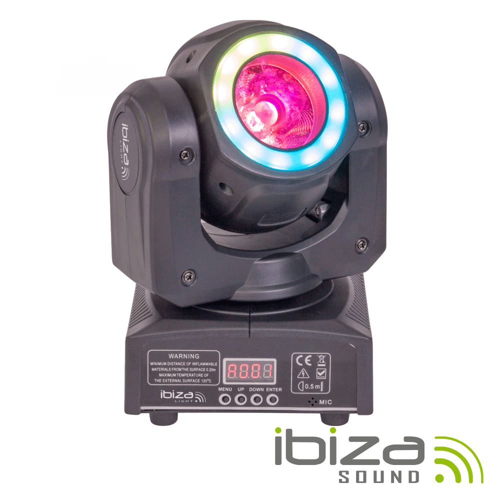 MOVING HEAD 40W 2 EM 1 BEAM/WASH ANEL 12 LEDS DMX MIC IBIZA