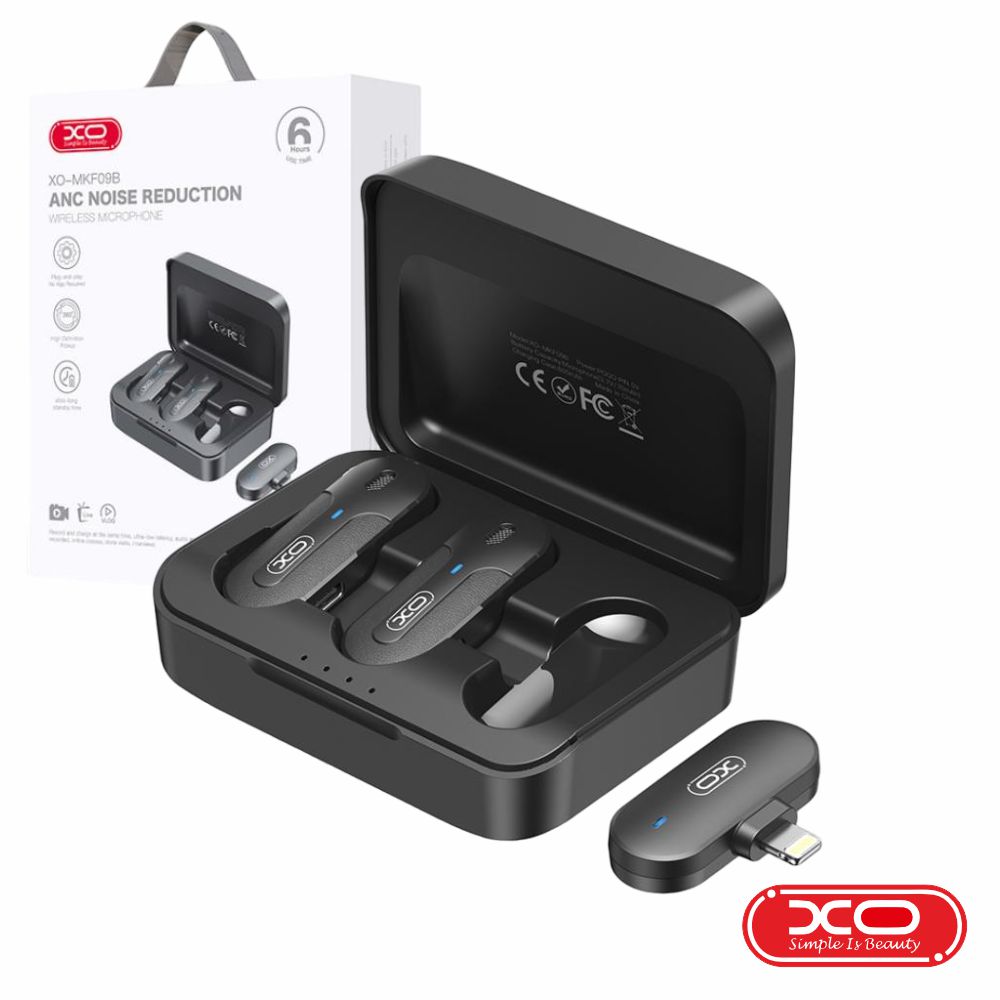 Conjunto 2x Microfones Lapela S/Fios C/Receptor Lightning XO