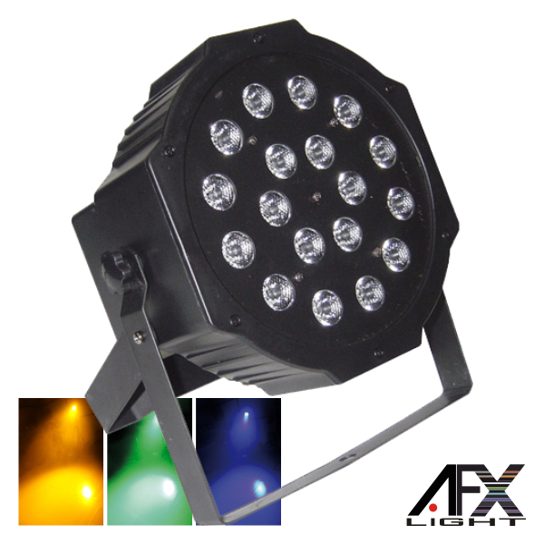 PROJECTOR LUZ C/ 18 LEDS 1W RGB DMX MIC FLAT AFXLIGHT