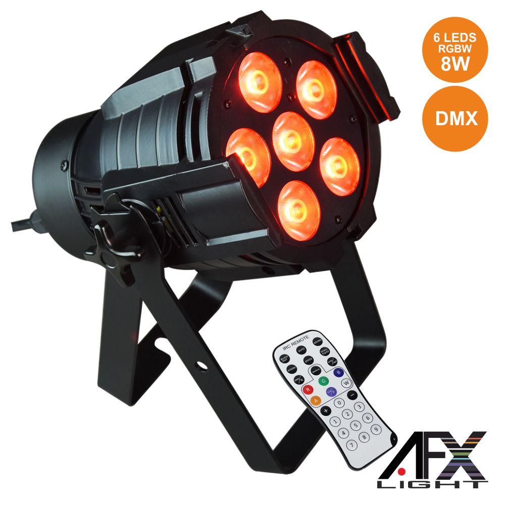 PROJETOR LUZ C/ 6 LEDS 8W RGBAW COMANDO DMX AFXLIGHT