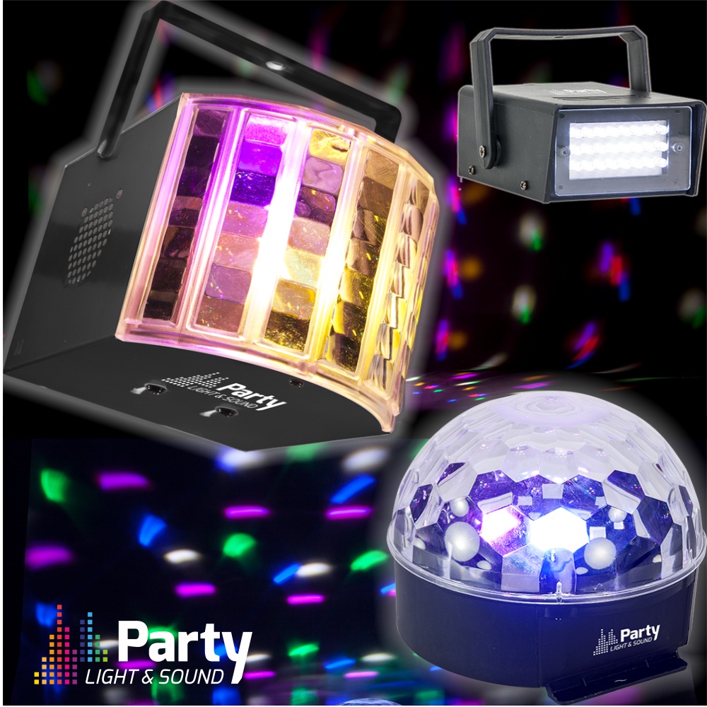 PACK PROJETOR ASTRO 6LED + STROBE 20LED + DERBY 6LED PARTY