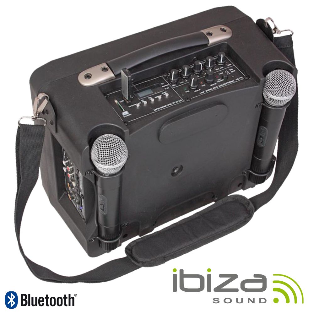 COLUNA AMPLIFICADA 8" 500W USB/BT/SD/BAT PRETA IBIZA