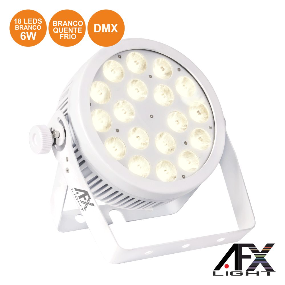 PROJETOR PAR C/ 18 LEDS BRANCOS 2 TONS 6W DMX AFXLIGHT