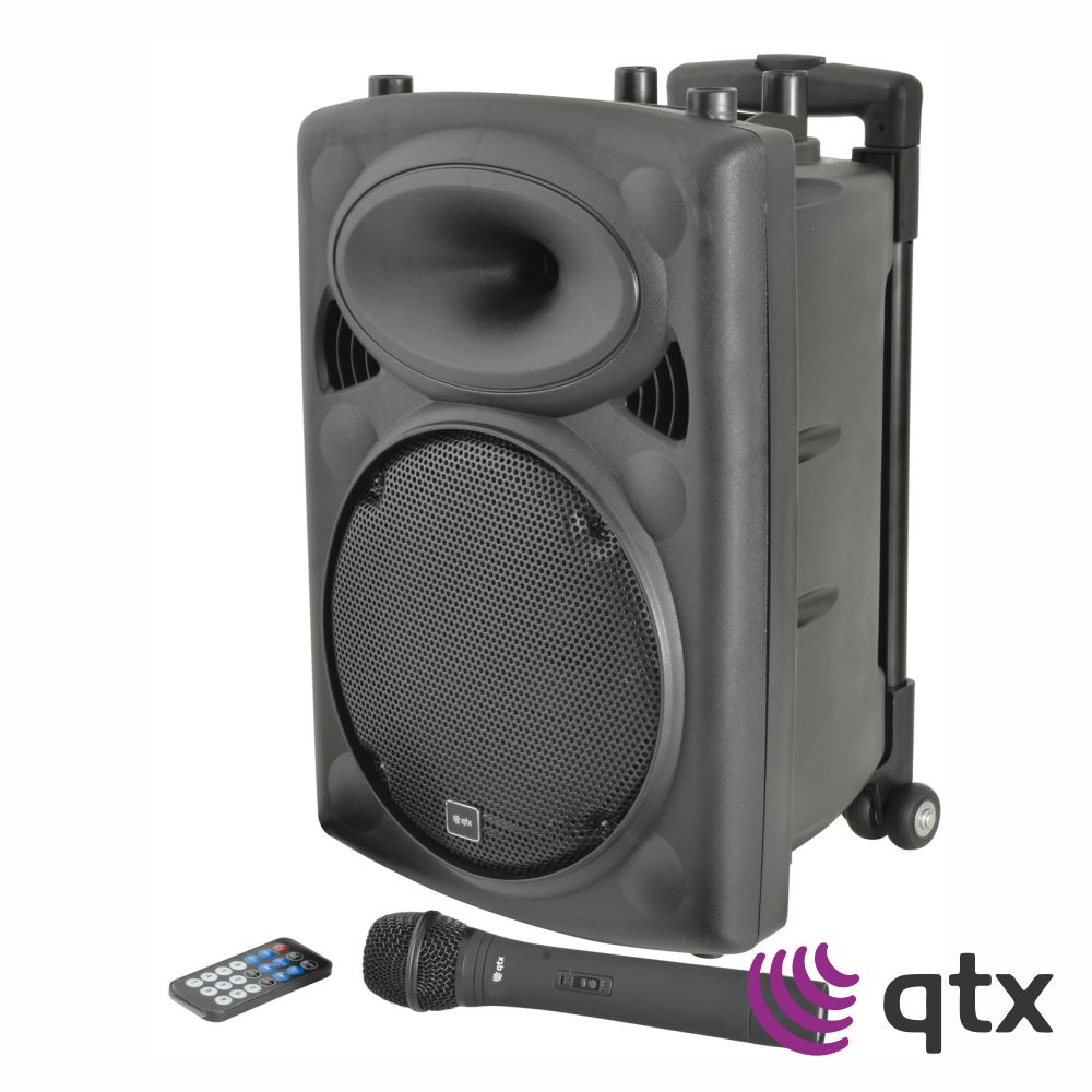 Coluna Amplificada 10" 80W BT/UHF/Bat/TWS QTX