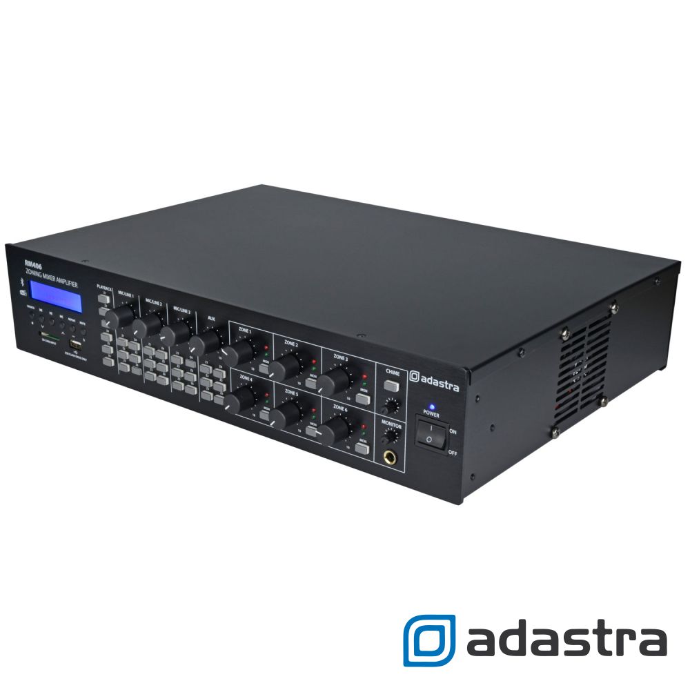 Amplificador 100V 6 Zonas 6x40W USB/SD/FM/BT ADASTRA