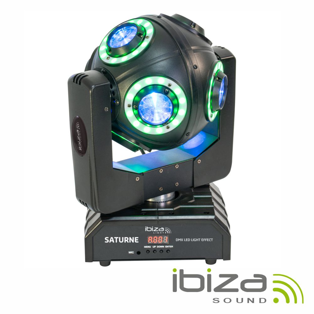 Moving Head 4em1 8 Anéis LED E 8 LEDS 10W RGBW DMX IBIZA
