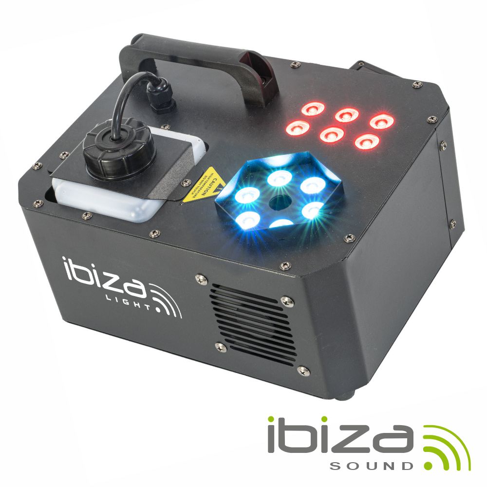 Máquina de Fumos 1000W 12 LEDS 3W RGB C/ Comando IBIZA