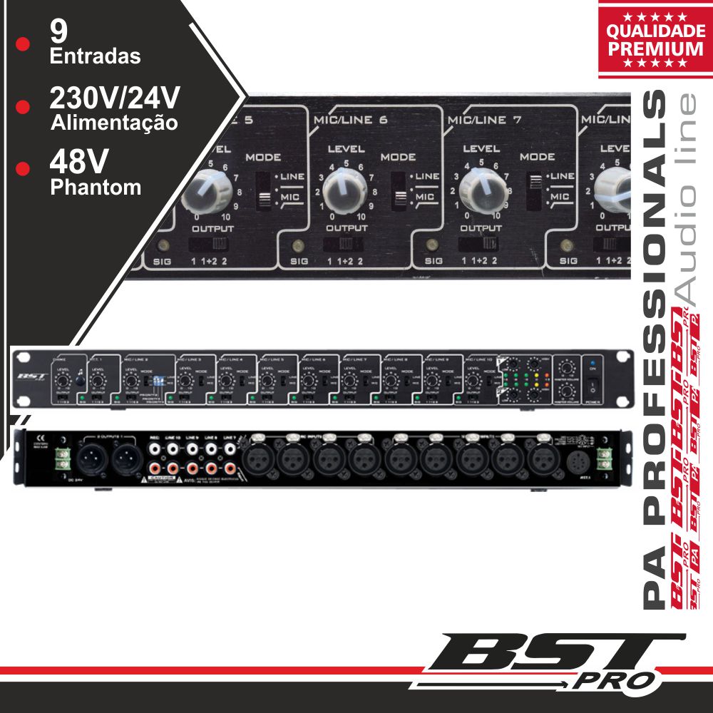 PRÉ-AMPLIFICADOR 19" 1U MATRIX 10 ENTRADAS 230/24V BSTPRO