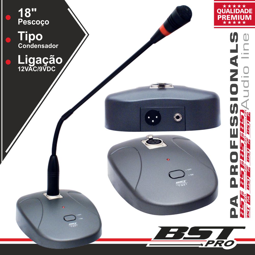 MICROFONE CONDENSADOR PESCOÇO CISNE 18" BOTÃO BSTPRO