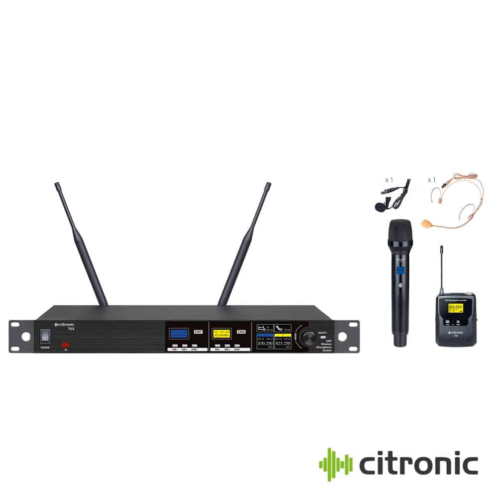 Central UHF Profissional S/ Fios 2 Canais CITRONIC